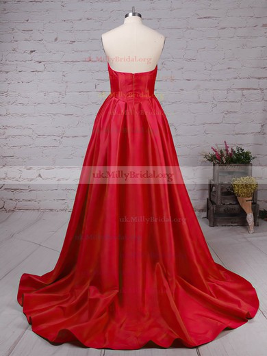 Ball Gown Sweetheart Satin Sweep Train Prom Dresses #UKM020105104