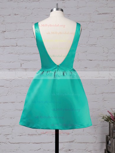 A-line Square Neckline Satin Short/Mini Prom Dresses #UKM020105898