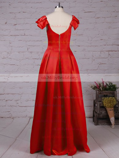 Princess Scoop Neck Satin Floor-length Prom Dresses #UKM020105917