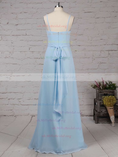 Chiffon Cowl Neck Sheath/Column Floor-length Sashes / Ribbons Bridesmaid Dresses #UKM01013560