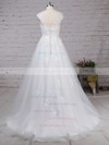 Tulle Scoop Neck Ball Gown Sweep Train Appliques Lace Wedding Dresses #UKM00023174
