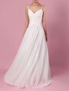 Chiffon V-neck A-line Sweep Train Ruched Wedding Dresses #UKM00023199
