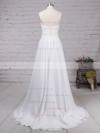 Chiffon V-neck A-line Sweep Train Ruched Wedding Dresses #UKM00023199