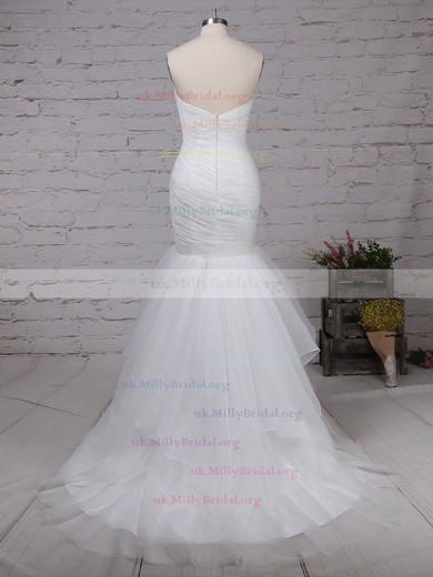Tulle Sweetheart Trumpet/Mermaid Sweep Train Ruffles Wedding Dresses #UKM00023206