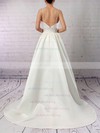 Satin V-neck Princess Sweep Train Pockets Wedding Dresses #UKM00023123
