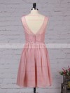 Lace Chiffon V-neck A-line Knee-length Sashes / Ribbons Bridesmaid Dresses #UKM01013497