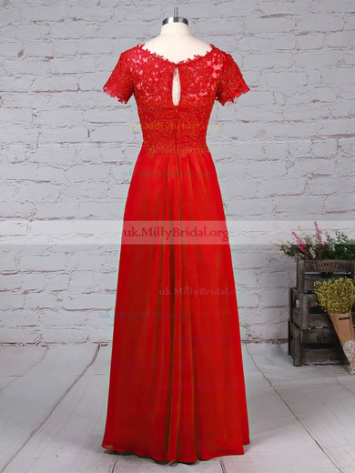 Lace Chiffon V-neck A-line Floor-length Beading Mother of the Bride Dress #UKM01021721