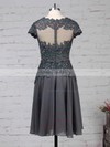 Chiffon Tulle V-neck A-line Knee-length Beading Mother of the Bride Dress #UKM01021725