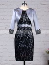 Lace Scoop Neck Sheath/Column Knee-length Beading Mother of the Bride Dress #UKM01021681