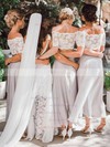 Chiffon Off-the-shoulder A-line Ankle-length Lace Bridesmaid Dresses #UKM01013653