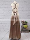 Silk-like Satin V-neck A-line Ankle-length with Ruffles Bridesmaid Dresses #UKM010020104433