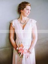 Chiffon V-neck A-line Tea-length Ruffles Bridesmaid Dresses #UKM01013754