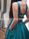 A-line V-neck Satin Floor-length Bow Prom Dresses #UKM020106405