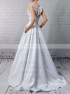 Satin Tulle Scoop Neck Ball Gown Floor-length Appliques Lace Wedding Dresses #UKM00023313