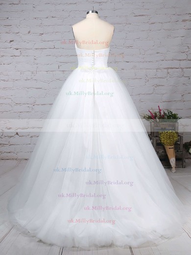 Tulle Sweetheart Ball Gown Sweep Train Sashes / Ribbons Wedding Dresses #UKM00023153