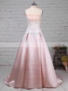 Satin Strapless Ball Gown Sweep Train Appliques Lace Wedding Dresses #UKM00023235