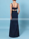 Sheath/Column V-neck Silk-like Satin Floor-length Beading Prom Dresses #UKM020106423