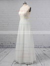 A-line Scoop Neck Chiffon Tulle Floor-length Beading Wedding Dresses #UKM00023360