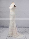 Trumpet/Mermaid Scoop Neck Lace Floor-length Sashes / Ribbons Wedding Dresses #UKM00023364
