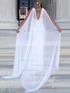 Lace Chiffon V-neck A-line Sweep Train Appliques Lace Wedding Dresses #UKM00023469