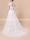 Tulle Scoop Neck Ball Gown Sweep Train Appliques Lace Wedding Dresses #UKM00023354