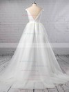 Tulle Off-the-shoulder Ball Gown Sweep Train Ruffles Wedding Dresses #UKM00023404