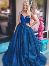 Glitter V-neck Ball Gown Floor-length Prom Dresses #UKM020106530