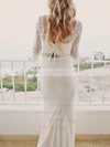 Lace Scoop Neck Trumpet/Mermaid Sweep Train Lace Wedding Dresses #UKM00023534