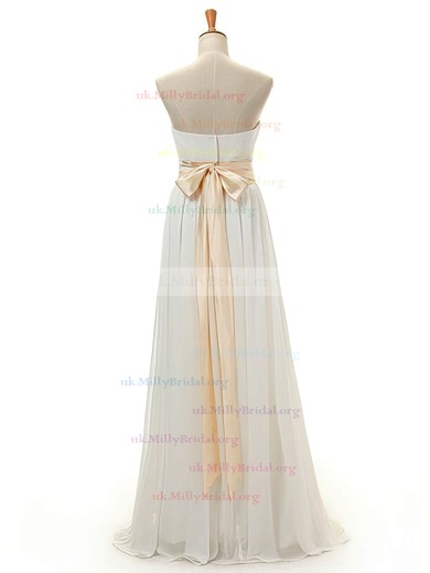 A-line Strapless Chiffon Floor-length Bow Bridesmaid Dresses #02016950