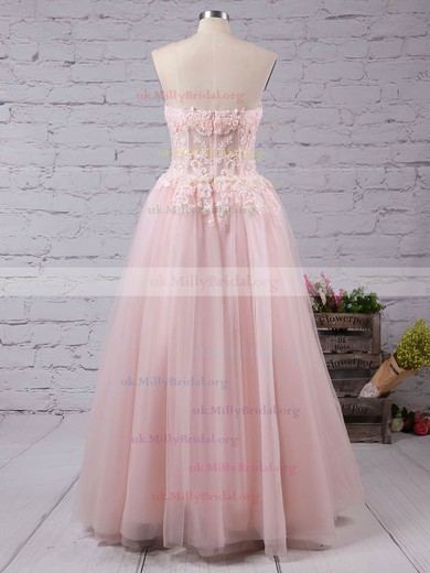 A-line Sweetheart Tulle Floor-length Appliques Lace Prom Dresses #02016777