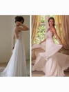 A-line Sweetheart Chiffon Sweep Train Appliques Lace Wedding Dresses #02016871