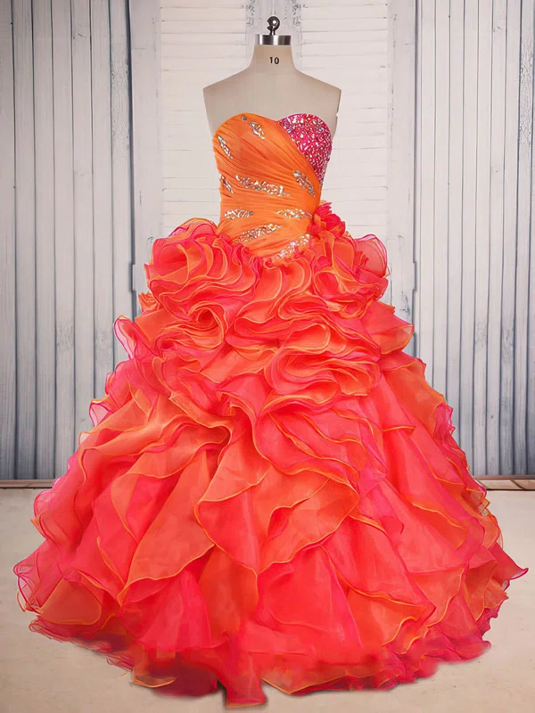 Ball Gown Sweetheart Organza Floor-length Crystal Detailing Prom Dresses #02017851