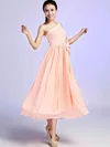 A-line One Shoulder Chiffon Ankle-length Sashes / Ribbons Bridesmaid Dresses #02017685