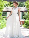 A-line Cowl Neck Chiffon Sweep Train Wedding Dresses With Beading #00021217