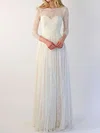 A-line Illusion Lace Sweep Train Wedding Dresses #00021394