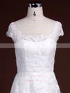 A-line Scoop Neck Lace Court Train Appliques Lace Wedding Dresses #00021244