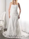 Trumpet/Mermaid Sweetheart Lace Court Train Wedding Dresses With Ruffles #00021272