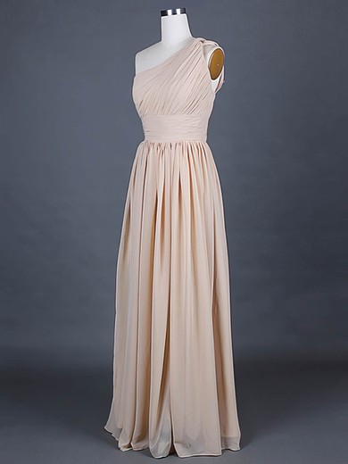 A-line One Shoulder Chiffon Floor-length Sleeveless Bridesmaid Dresses #01012386