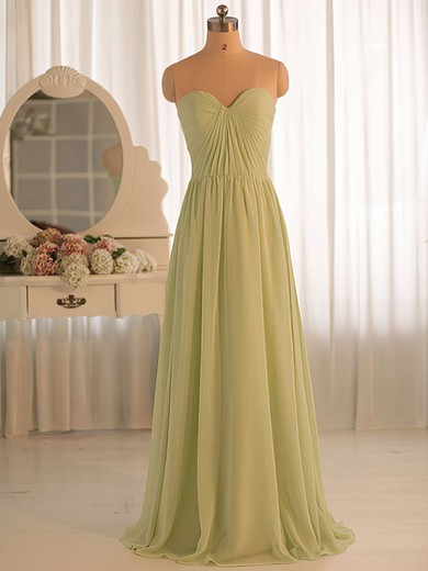 A-line Sweetheart Chiffon Floor-length Sleeveless Bridesmaid Dresses #01012412