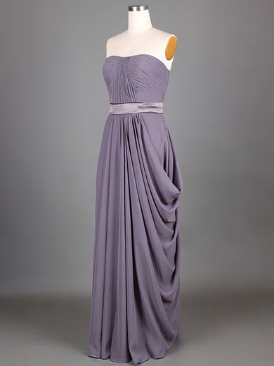 A-line Strapless Chiffon Floor-length Sleeveless Bridesmaid Dresses #01012417