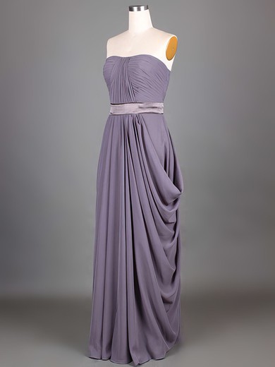 A-line Strapless Chiffon Floor-length Sleeveless Bridesmaid Dresses #01012417