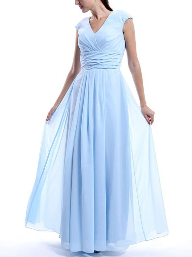A-line V-neck Chiffon Floor-length Sleeveless Bridesmaid Dresses #01012423