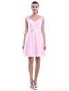 A-line V-neck Chiffon Short/Mini Sleeveless Bridesmaid Dresses #01012424