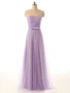 A-line Sweetheart Lace Tulle Sweep Train Sleeveless Bridesmaid Dresses #01012449
