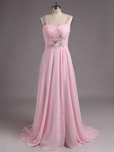 A-line Sweetheart Chiffon Floor-length Beading Prom Dresses #02011753