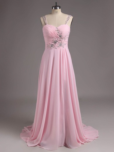 A-line Sweetheart Chiffon Floor-length Beading Prom Dresses #02011753