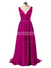 Princess V-neck Satin Floor-length Beading Prom Dresses #02018723