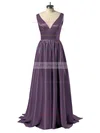Princess V-neck Satin Floor-length Beading Prom Dresses #02018723