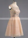 A-line Scoop Neck Tulle Short/Mini Beading Prom Dresses #02018794