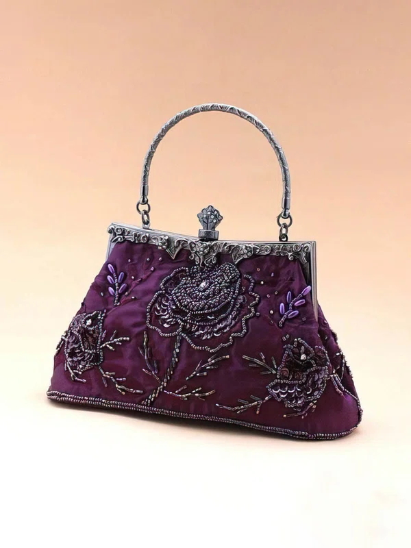 Silver Satin Ceremony&Party Imitation Pearl Handbags #UKM03160036